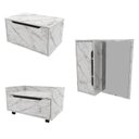 Ver imagem 1 de Conjunto de Banheiro com Gabinete Suspenso 1 Porta, Espelheira e Armário com Rodízios Branco/Mármore