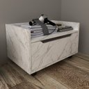 Ver imagem 5 de Conjunto de Banheiro com Gabinete Suspenso 1 Porta, Espelheira e Armário com Rodízios Branco/Mármore