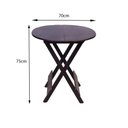 Ver imagem 2 de Mesa Redonda Dobrável Em Madeira Maciça 70X70 Tabaco