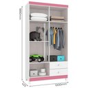 Ver imagem 3 de Guarda Roupa Infantil 4 Portas 2 Gavetas Branco Rosa