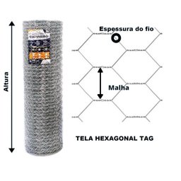 TELA HEXAGONAL GALINHEIRO TAG MALHA 2" FIO BWG 18 (1,24mm) RL 50X0,8m - 4