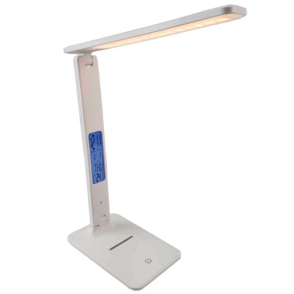Luminária Articulada Led Touch Dobravel Termometro Relógio Digital Alarme Mesa Calendario - 12