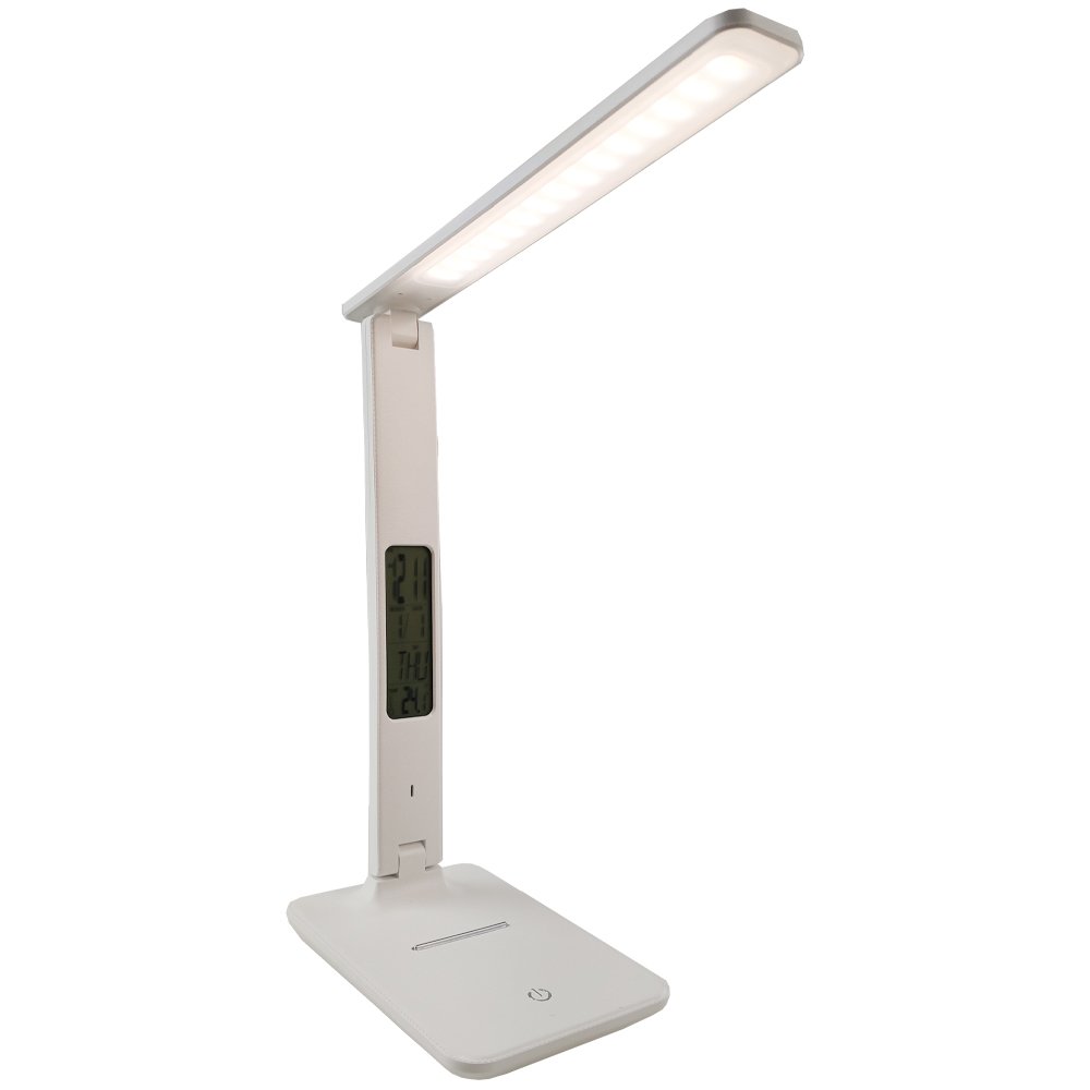 Luminária Articulada Led Touch Dobravel Termometro Relógio Digital Alarme Mesa Calendario - 7