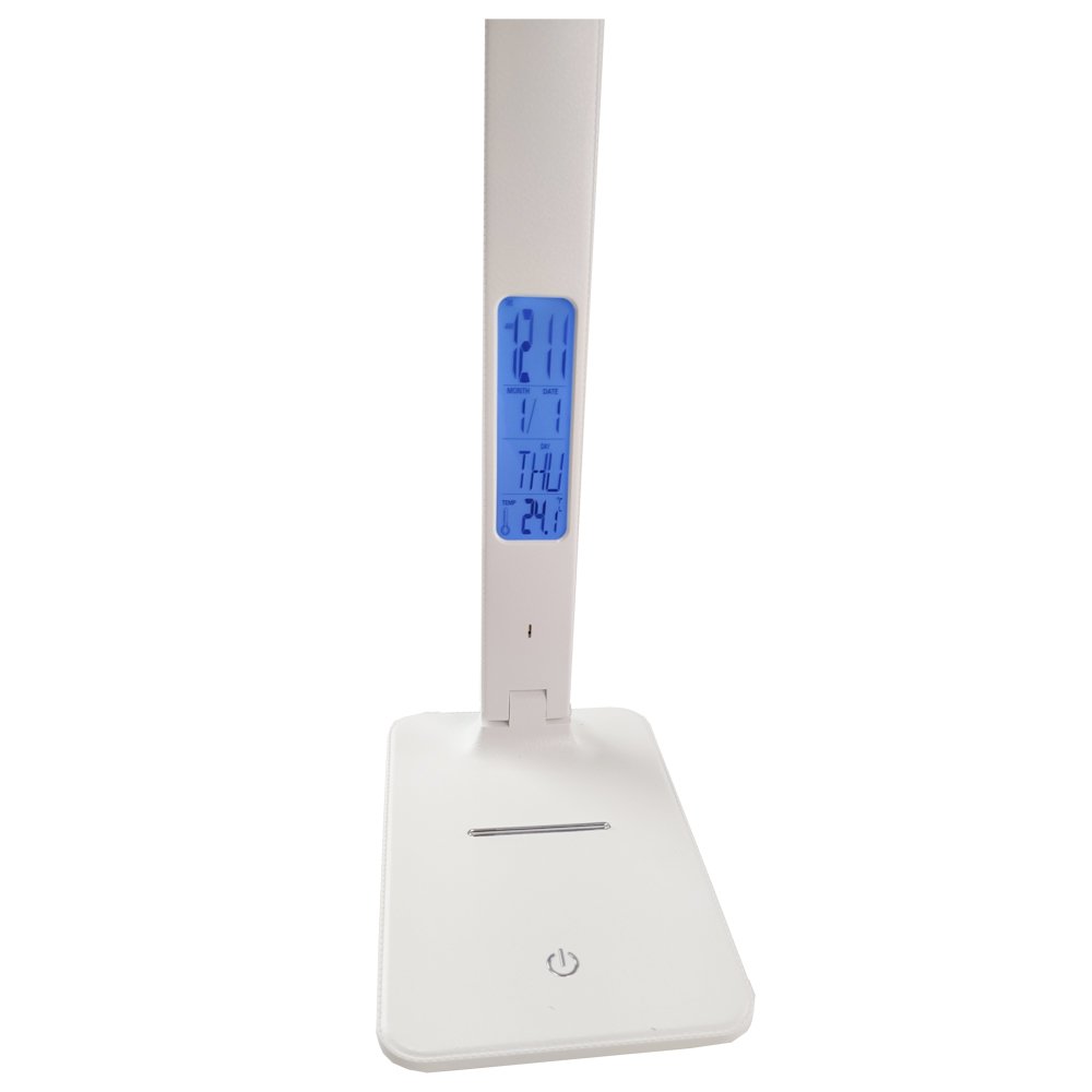 Luminária Articulada Led Touch Dobravel Termometro Relógio Digital Alarme Mesa Calendario - 8