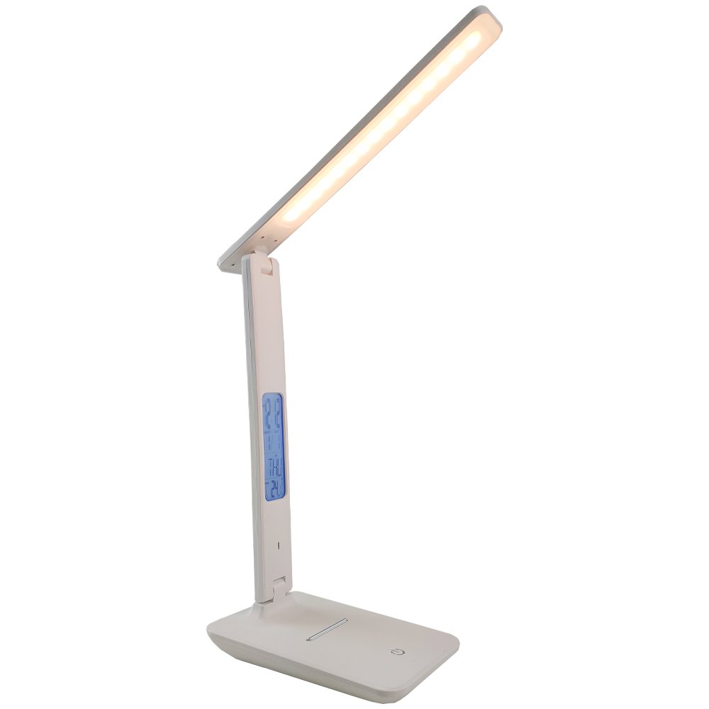 Luminária Articulada Led Touch Dobravel Termometro Relógio Digital Alarme Mesa Calendario - 9