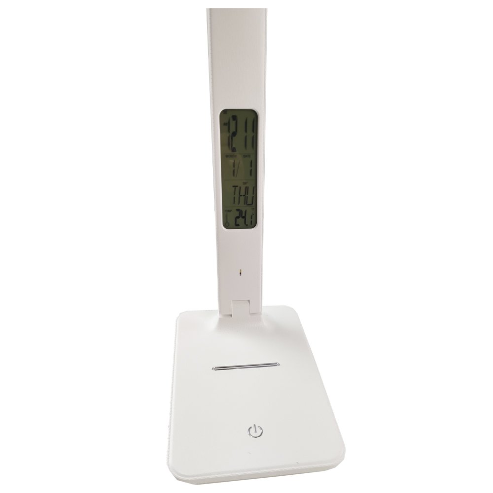 Luminária Articulada Led Touch Dobravel Termometro Relógio Digital Alarme Mesa Calendario - 5