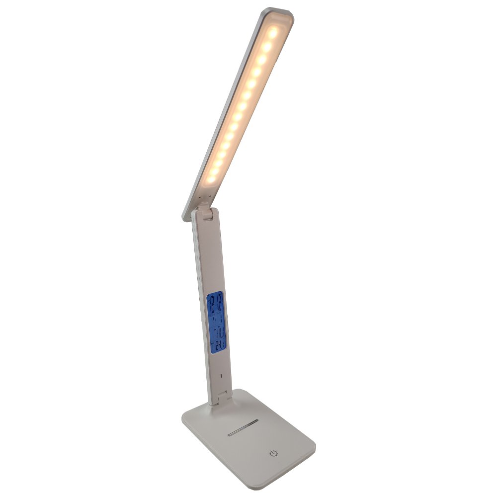 Luminária Articulada Led Touch Dobravel Termometro Relógio Digital Alarme Mesa Calendario - 1