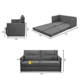 Sofá Cama 2 Lugares 1,50m Luisa Suede Adonai Estofados - 2