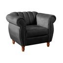 Ver imagem 2 de Poltrona Realeza Chesterfield Cadeira Vintage Decoração Retrô - Veludo Preto