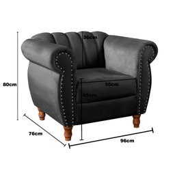 Poltrona Realeza Chesterfield Cadeira Vintage Decoração Retrô - Veludo Preto - 4