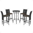 Ver imagem 1 de Mesa Bistrô e 4 Banquetas Roma Preta Corda Estofado 9 Trama Preto