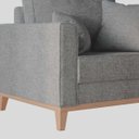 Ver imagem 4 de Poltrona Benny Pés Base Em Madeira Em Linho Cotton Para Sala - Cinza