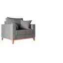 Ver imagem 3 de Poltrona Benny Pés Base Em Madeira Em Linho Cotton Para Sala - Cinza