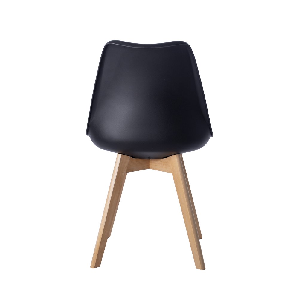 Cadeira Leda Eames Jantar Cozinha com Assento Estofado Preto - 2