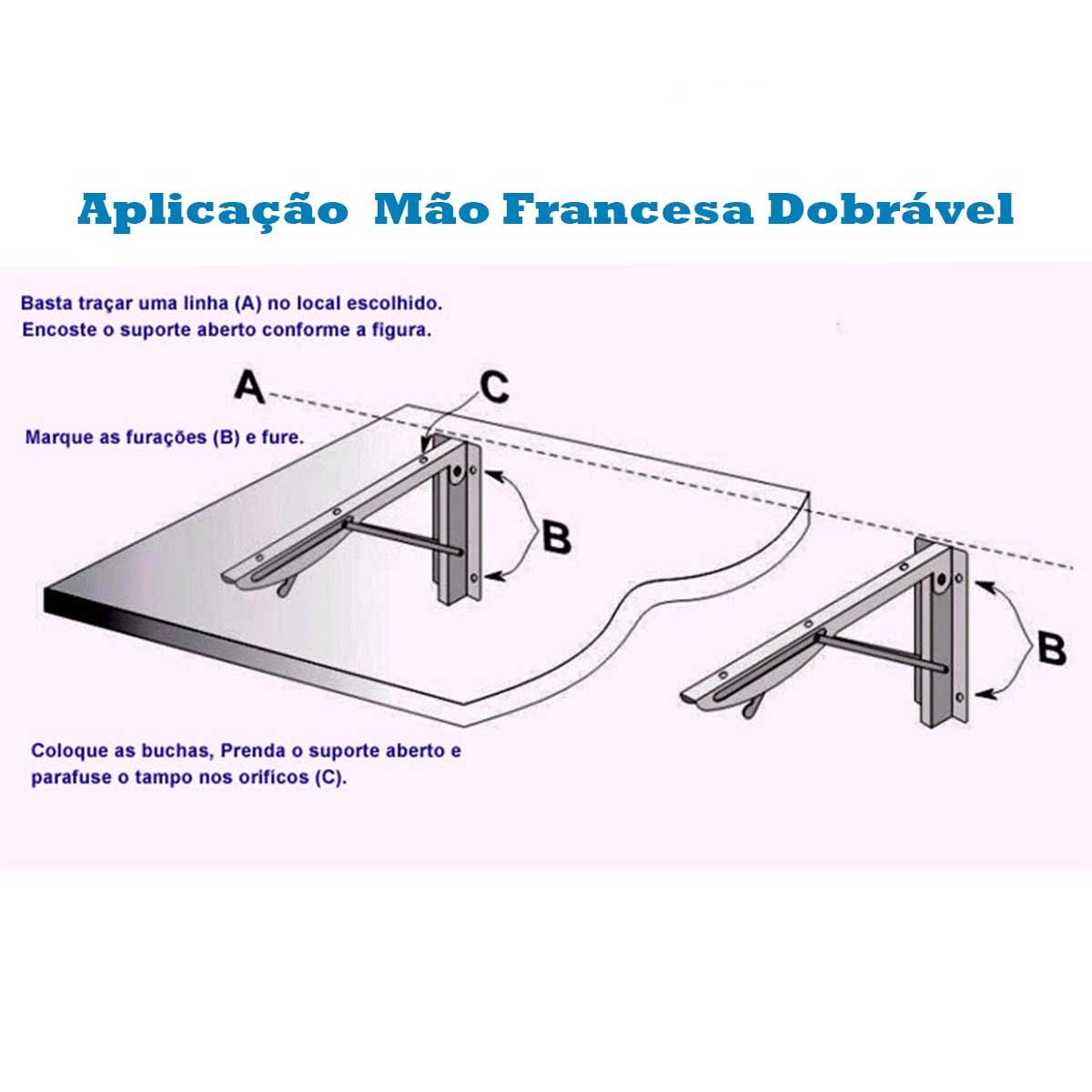 Par Mão Francesa Dobrável Desicon Tampo De Mesa 41cm Cinza - 3