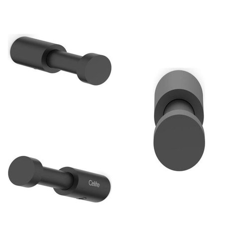 Kit com 3 Cabide Flow Design Redondo Moderno Preto/Matte Celite