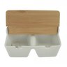Saleiro de Mesa com 2 Divisórias de Cerâmica e Tampa de Bambu e Colher Bianco 20cm X 9cm - 4