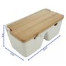 Saleiro de Mesa com 2 Divisórias de Cerâmica e Tampa de Bambu e Colher Bianco 20cm X 9cm - 2