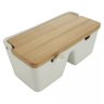 Saleiro de Mesa com 2 Divisórias de Cerâmica e Tampa de Bambu e Colher Bianco 20cm X 9cm - 3