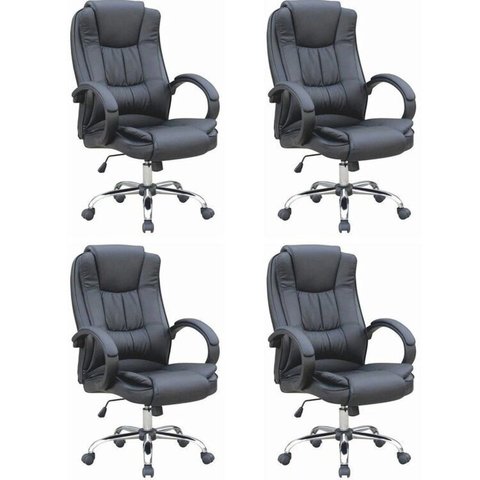 Kit 4 Cadeiras para Escritório Presidente Corino Master Soft Preto