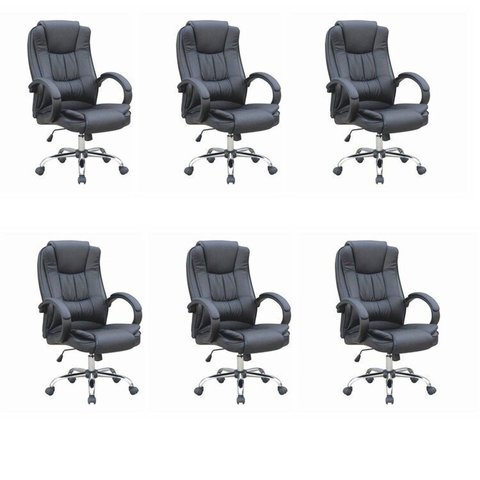 Kit 6 Cadeiras para Escritório Presidente Corino Master Soft Preto