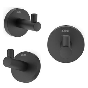 Kit com 3 Cabide New Linha City Banheiro Metal