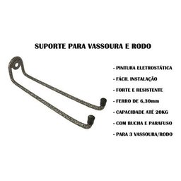 Suporte de Parede P/ Vassoura e Rodo 18cm - 4