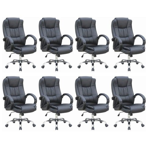 Kit 8 Cadeiras para Escritório Presidente Corino Master Soft Preto