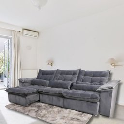 Sofá Retrátil e Reclinável Articulado Ipanema - 2,20m de Largura e Abertura Grande em Veludo Premium - 2