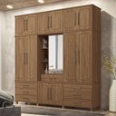 Ver imagem 2 de Guarda Roupa Casal Londres Capelinha 13 Portas 7 Gavetas Jatobá com Espelho - Santos Andirá Jatob