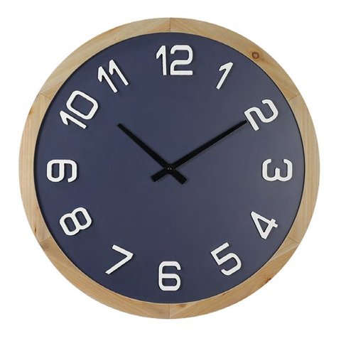 Relogio de Parede de Madeira Azul 60cm Ga0051 Btc