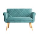 Ver imagem 2 de Namoradeira Isabela 02 Lugares Veludo Cores - DS Estofados - Azul Turquesa