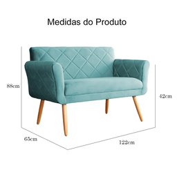 Namoradeira Isabela 02 Lugares Veludo Cores - DS Estofados - Azul Turquesa - 5