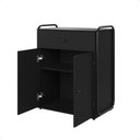 Ver imagem 4 de Armário Multiuso Organizador Estilo Industrial com Gaveta e 2 Portas Escritório Quarto Preto