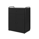 Ver imagem 2 de Armário Multiuso Organizador Estilo Industrial com Gaveta e 2 Portas Escritório Quarto Preto