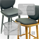 Ver imagem 4 de Kit 4 Banquetas de Madeira Torneada Bistrô Estofada - 73cm Preto