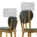 Ver imagem 5 de Kit 4 Banquetas de Madeira Torneada Bistrô Estofada - 73cm Preto