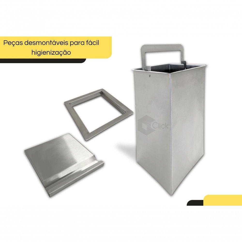 Lixeira para Bancada Cozinha de Embutir Quadrada com Tampa Aço Inox 7 Litros - 5