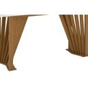 Ver imagem 4 de Mesa P/ Cozinha Adriana Sc46 C/ Tampo Madeirado C/ Vidro Curvo 200x80cm Nature - Henn