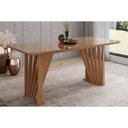 Ver imagem 1 de Mesa P/ Cozinha Adriana Sc46 C/ Tampo Madeirado C/ Vidro Curvo 200x80cm Nature - Henn