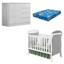 Ver imagem 1 de Berço Americano Danny e Cômoda Infantil Eloá Branco Acetinado com Colchão Ortobom - Phoenix Baby
