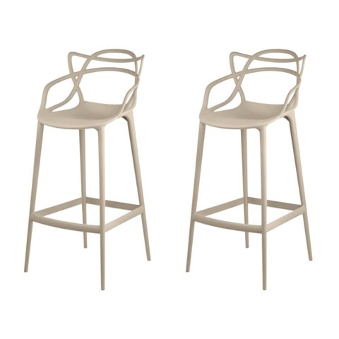 Kit 2 Banquetas Aviv Allegra Solna Fratini 109 Cm (altura) Polipropileno Cor Fendi