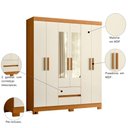 Ver imagem 2 de Armário de Quarto com Espelho e Prateleiras 6 Portas