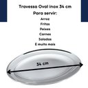 Ver imagem 3 de Bandeja Travessa Oval Rasa Inox Servir Parmegiana Peixe 34cm