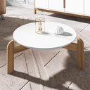 Ver imagem 1 de Mesa de Centro Lizz Redonda com Pés em Madeira Maciça Branco/cedro