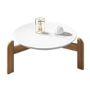 Ver imagem 3 de Mesa de Centro Lizz Redonda com Pés em Madeira Maciça Branco/cedro