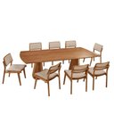 Ver imagem 2 de Mesa de Jantar Noronha 220cm Madeira Tampo Barril 8 Cadeiras Eva Milano / Imbuia Nat.
