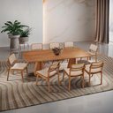 Ver imagem 1 de Mesa de Jantar Noronha 220cm Madeira Tampo Barril 8 Cadeiras Eva Milano / Imbuia Nat.