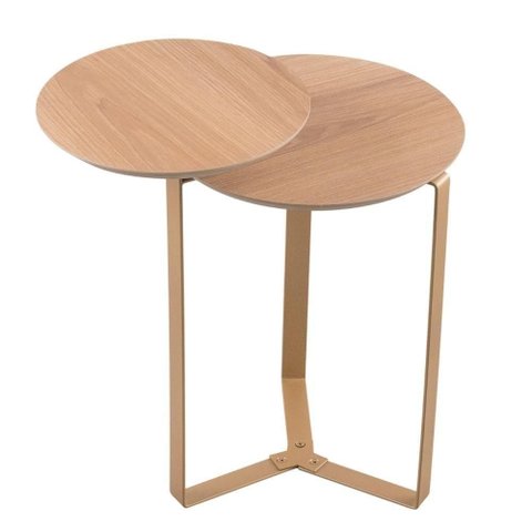 Mesa Lateral Industrial Chanfrada Artesano 44 Cm (largura) 2 Tampos Mdp Hanover (mel) Pé Aço