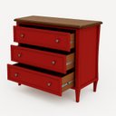 Ver imagem 4 de Cômoda para Quarto em MDF 3 Gavetas Amsterdã Vermelho/Amêndoa
